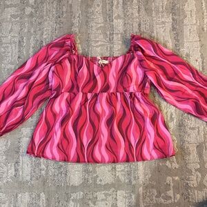 Plus Size Women's 2XL Fuchsia Balloon Sleeve Blouse by Grace + Emma